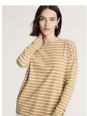 J. Jill Striped Boatneck Top in Mustard and White